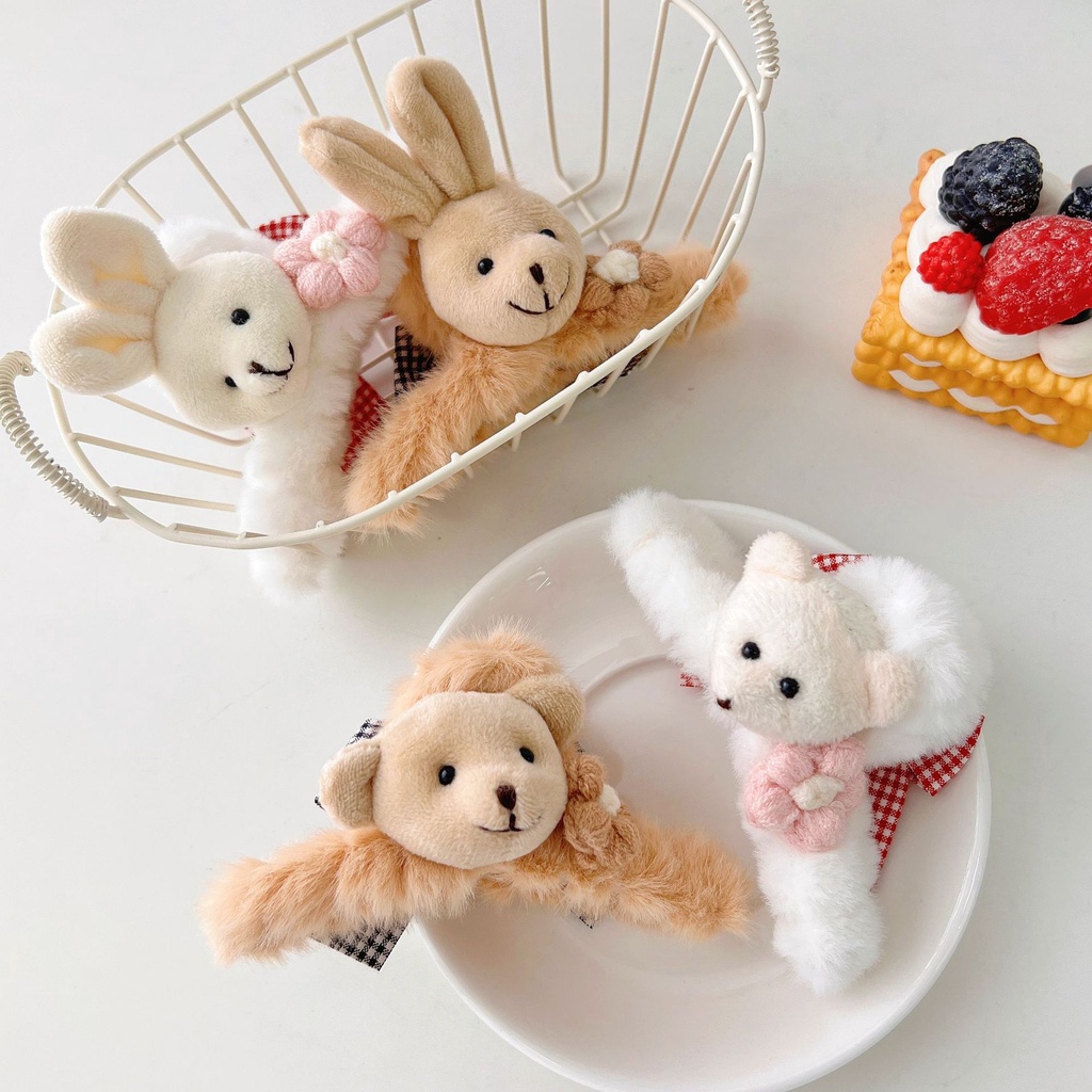 Kẹp Tóc Hình Cá Mập Phối Lông Phong Cách Hàn Quốc Xinh Xắn