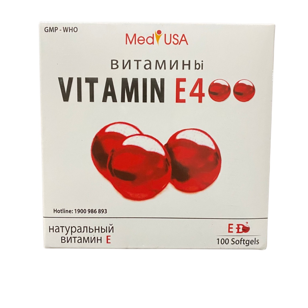Vitamin E đỏ hàm lượng 400mg Hộp 100 viên chống lão hóa da, đẹp da