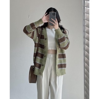 K5211 Áo cardigan len kẻ ngang phối màu ulzzang AUDREY