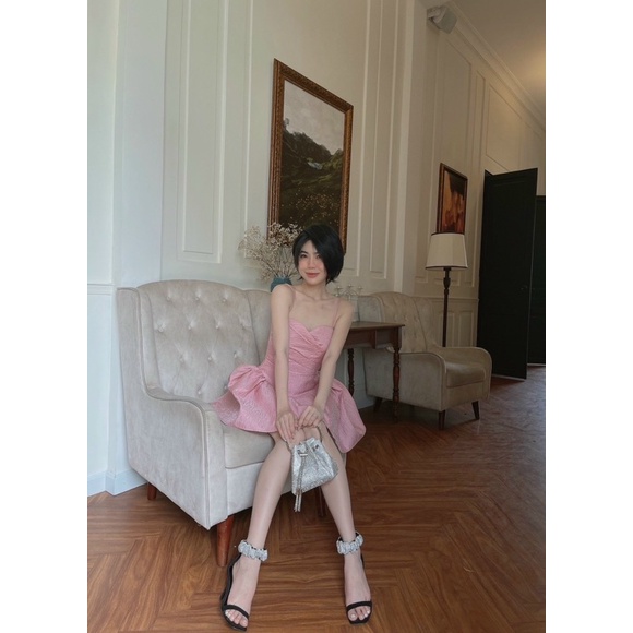Đầm 2 dây gấm đắp chéo