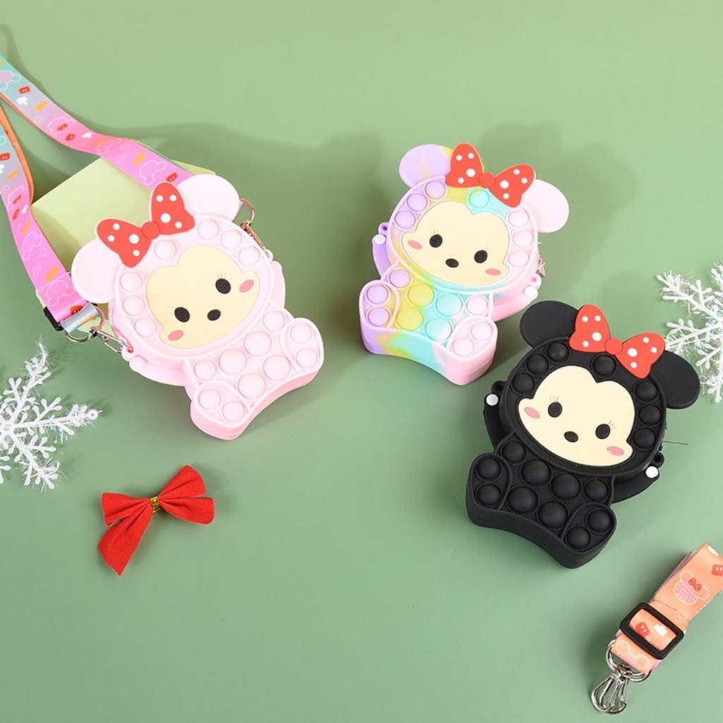 Túi POPIT Micky đeo chéo cho bé chất liệu silicon bóp bong bóng giảm căng thẳng & giải trí - TÚI MICKY 1