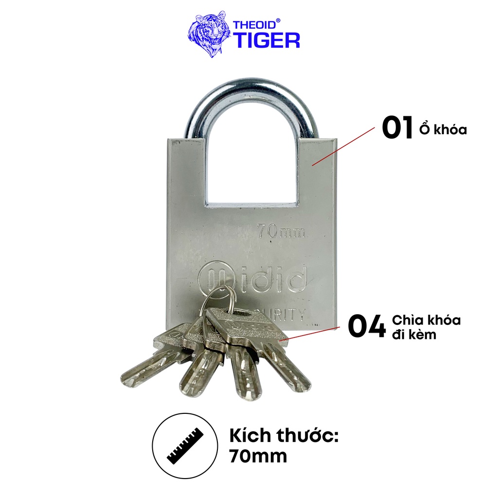 Ổ Khoá Cửa - Bấm Đóng Không Dùng Chìa - Chống Cắt Trộm - Theoid Tiger