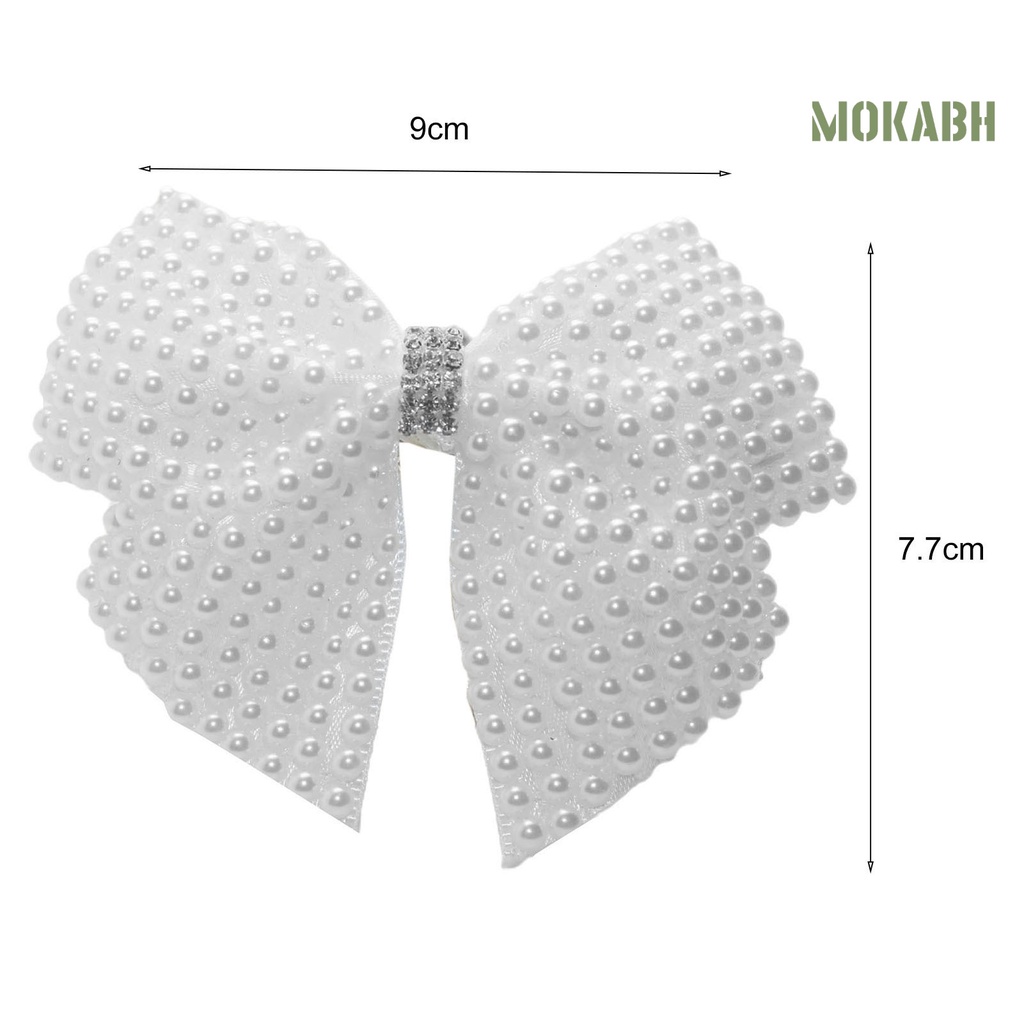 Kẹp Tóc Nơ Đính Đá / Ngọc Trai Giả Màu Trắng Thời Trang Cho Nữ