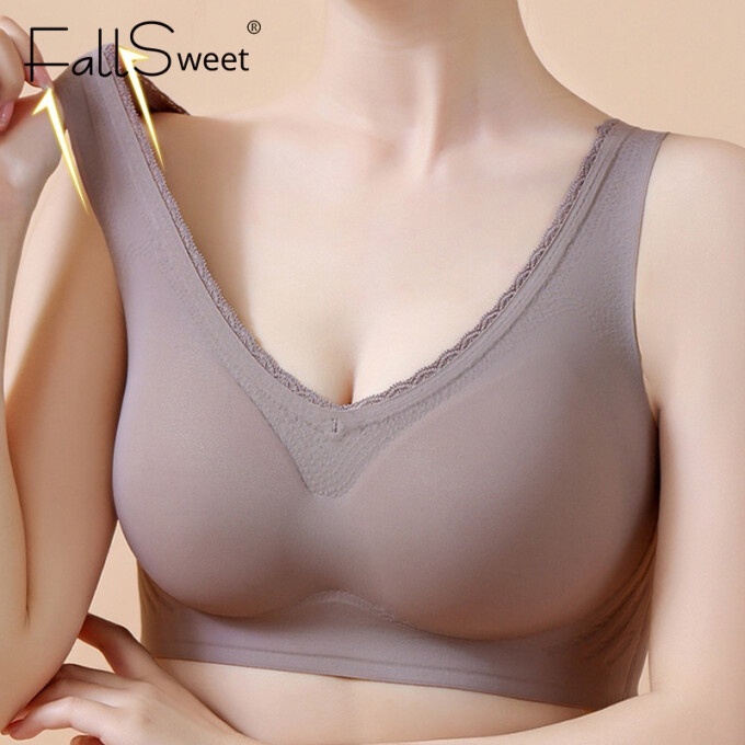 Áo lót thể thao FALLSWEET nâng ngực không gọng viền ren mềm thoáng khí thoải mái cho nữ size M-5XL