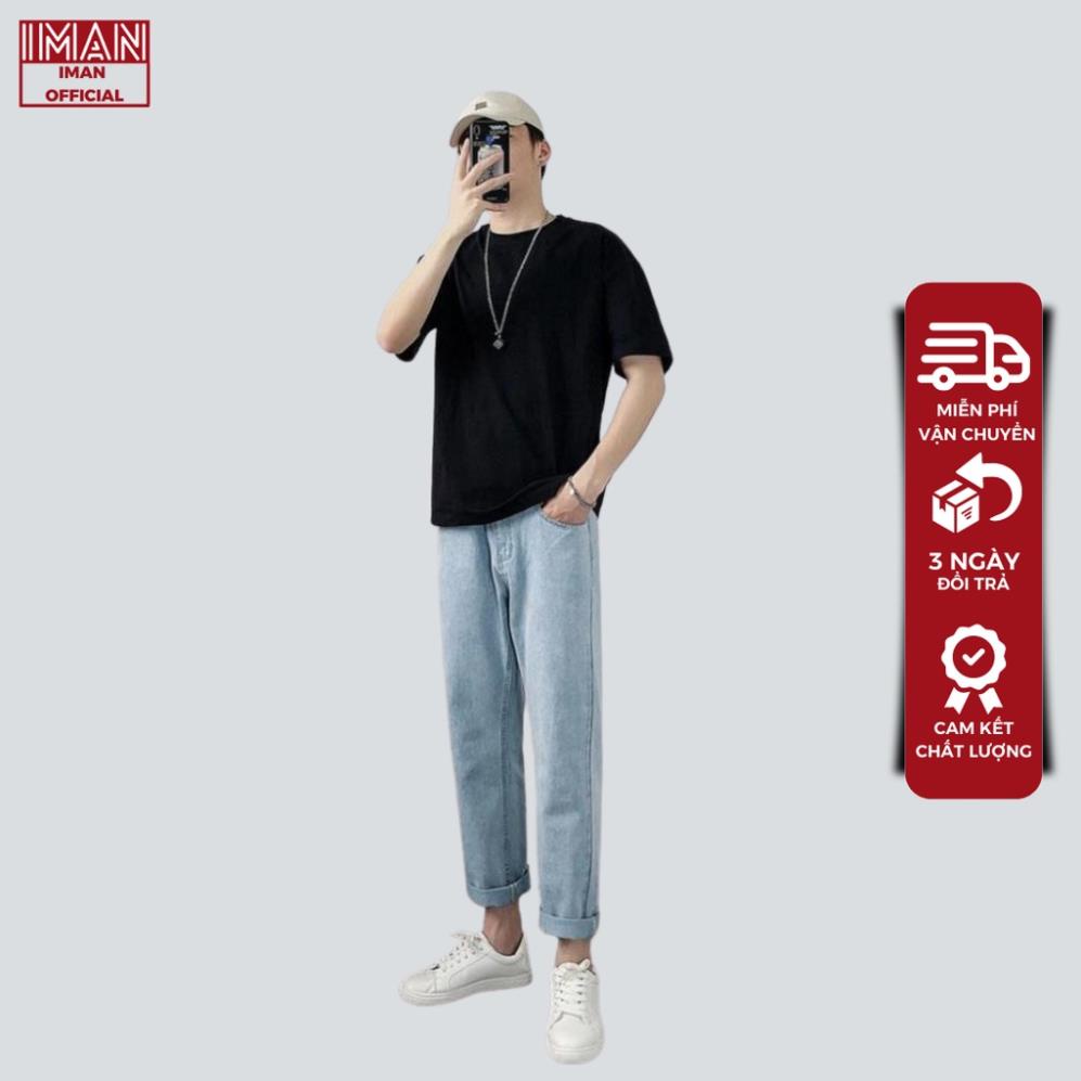 Quần baggy jean nam ống suông rộng+ áo phông tay lỡ unisex bán kèm deal sốc style hàn quốc *