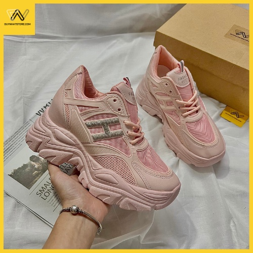 Giày Thể Thao Nữ Màu Hồng Duy Nhật Store Độn Cao Đế Răng Cưa Bonsai Uzzang Đẹp Độn 7cm Êm Chân Sneaker Bata Trendy Chứ H
