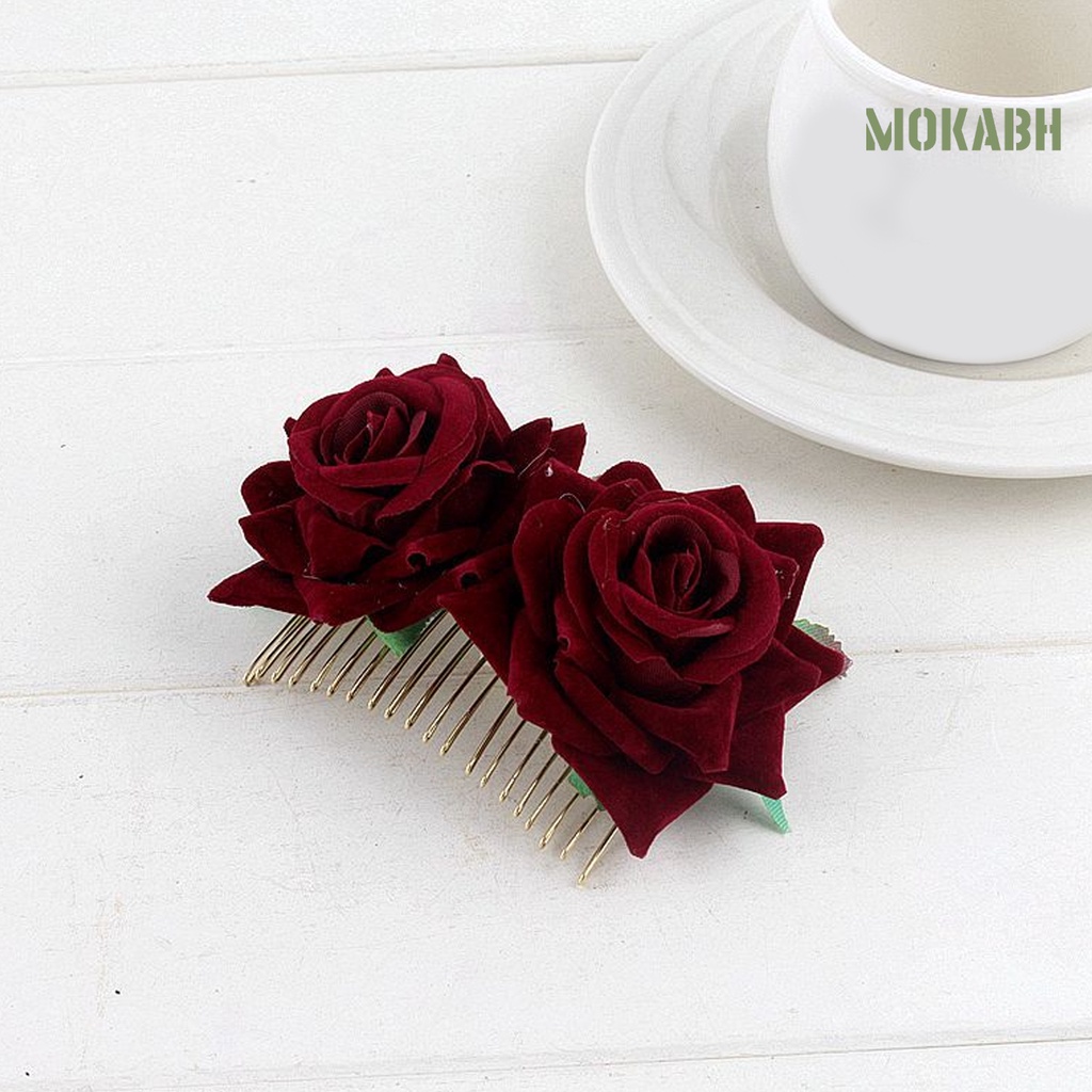 Lược Cài Tóc Hình Hoa Hồng Thật Chống Trượt Trang Trí Tóc Cho Đám Cưới
