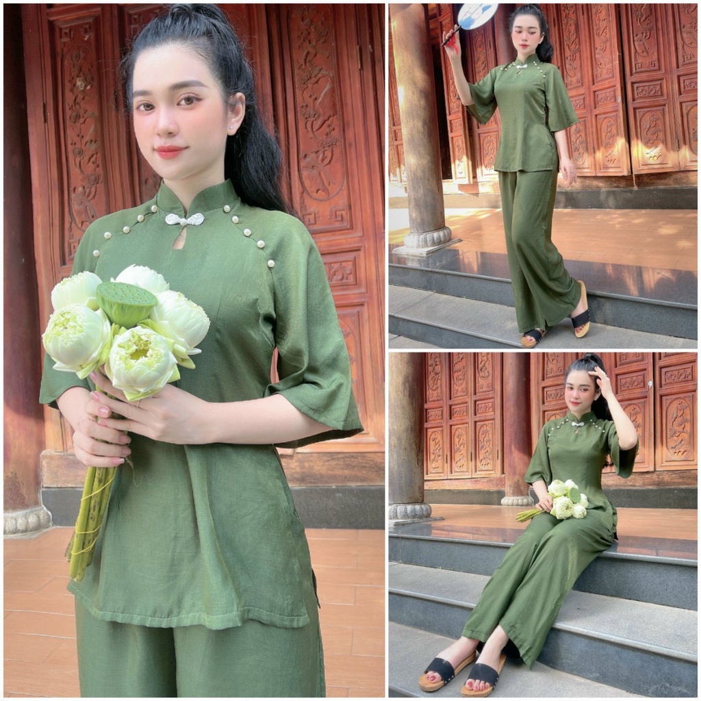 Đồ Lam Đi Chùa # Bộ Xô Nhật Cổ Giọt Nước# Quần Áo Nữ Cao Cấp