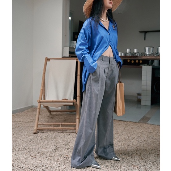 Quần tây xám ống rộng SY STORE