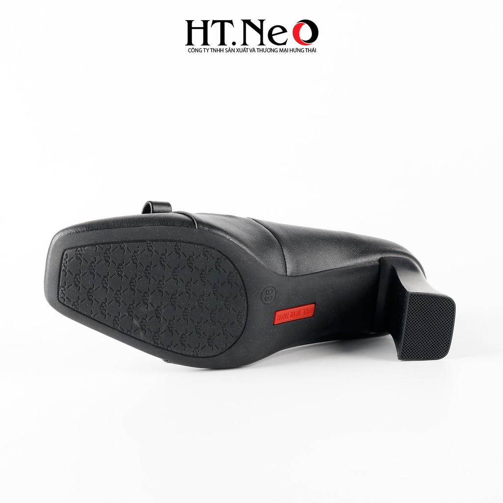 Giày cao gót đế vuông 7cm HT.NEO da bò siêu mềm, Nơ đính đá sang trọng, thanh lịch và vô cùng chắc chắn CS270