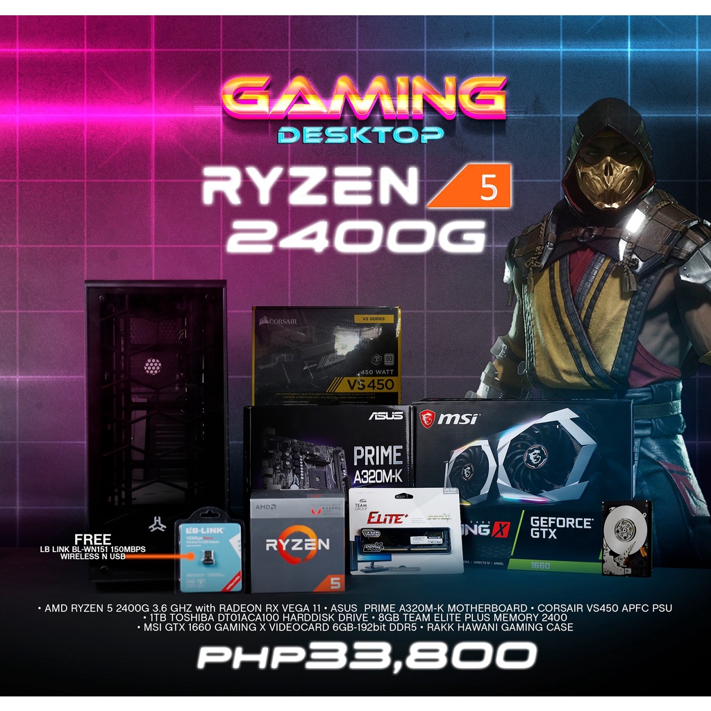 Chip AMD CPU Ryzen 5 2400G. Bộ vi xử lý AMD Ryzen 5 2400G 3.6 GHz tích hợp đồ họa