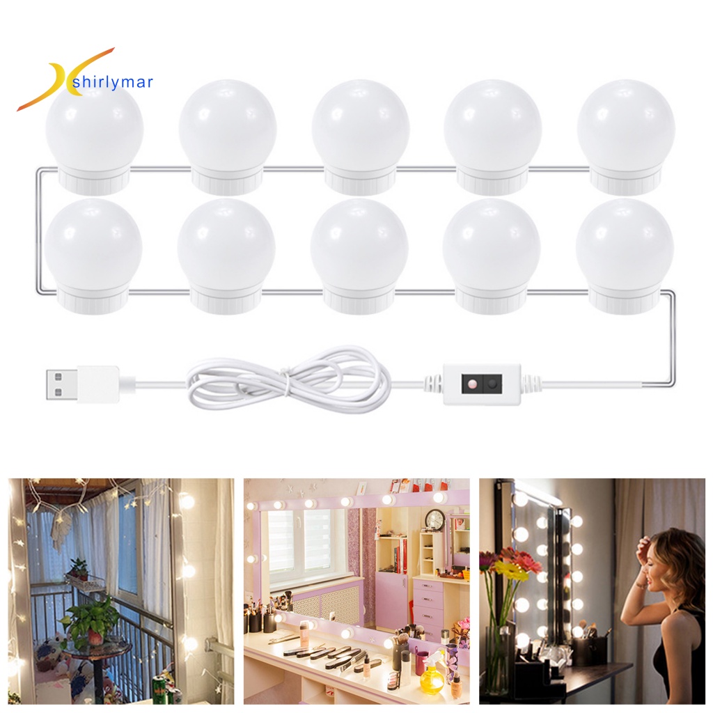 1 Bộ Bóng Đèn LED Gắn Gương Trang Điểm Để Bàn Cổng USB Dễ Lắp Đặt