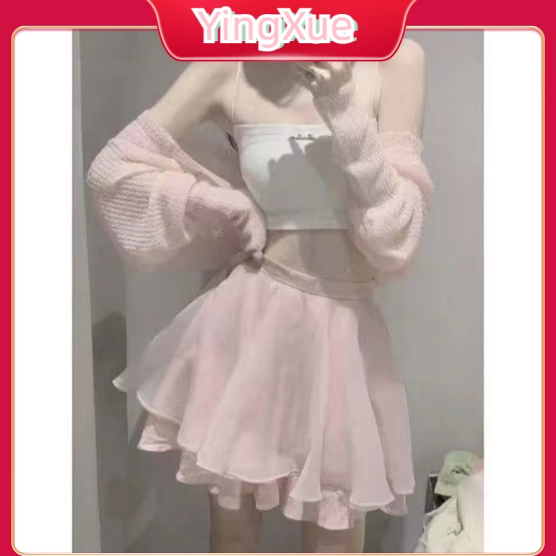 Set Áo Khoác Cardigan Mỏng Phong Cách Pháp 2022 + Áo Hai Dây + Chân Váy Cạp Cao