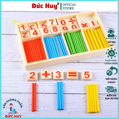 Bộ que tính học toán bằng gỗ cho bé, Đồ chơi thông minh cho bé - ĐỨC HUY STORE
