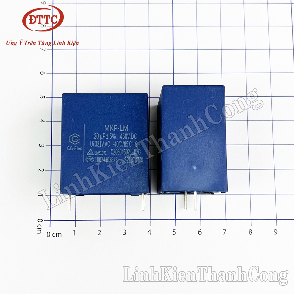 Tụ CG MKP-LM 20uF 450VDC Xanh 27mm