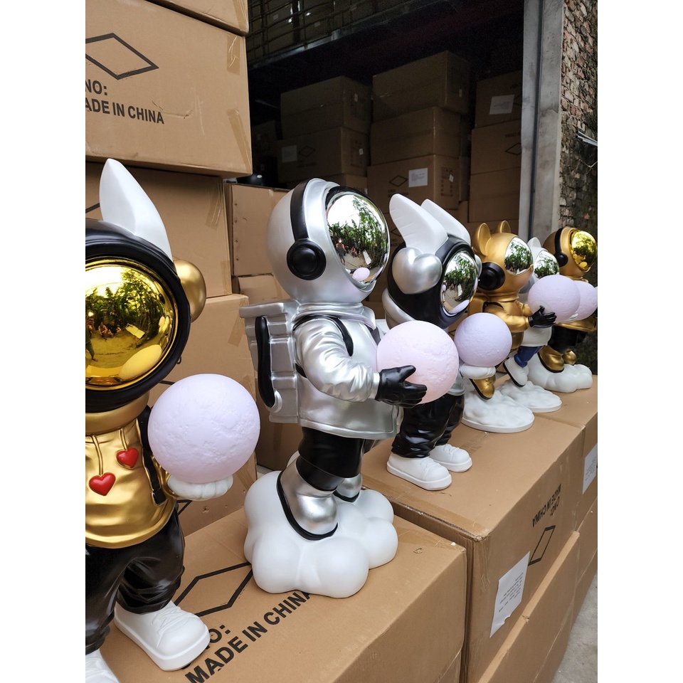 Mô hình BearBrick phi hành gia-tượng phi hàng gia kèm đèn đổi màu trang trí,đèn sạc,tích điện decor nhà cửa-quà tặng đẹp