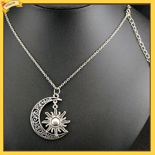 ATH_Unisex Vintage Sun Moon Pendant Alloy Chain Necklace Jewelry Charms