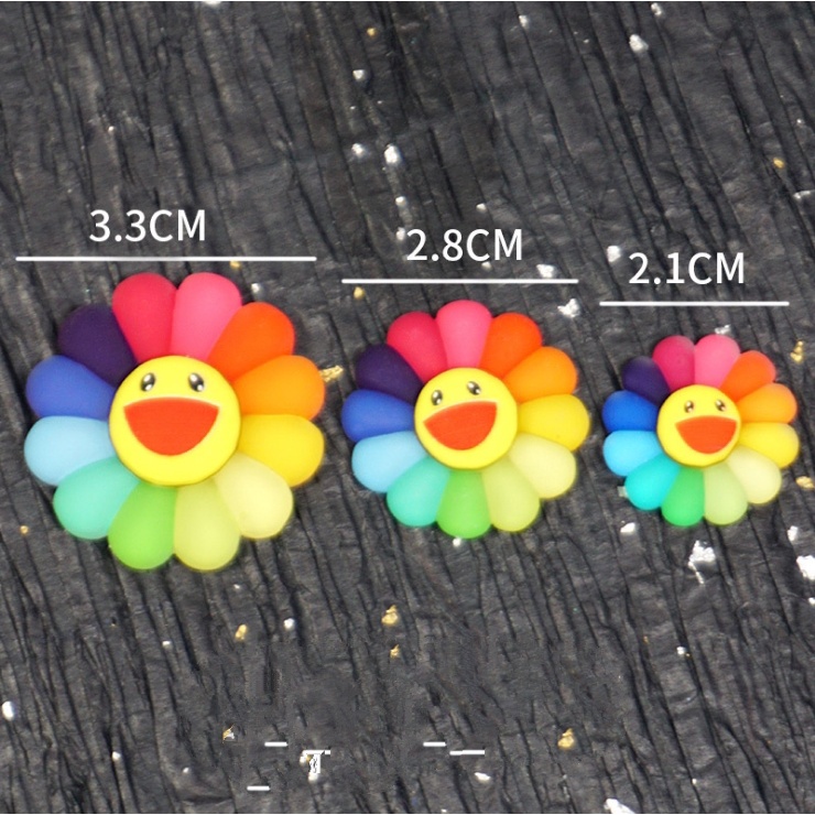 Charm hoa hướng dương mặt cười dùng trang trí Jibbitz, vỏ ốp điện thoại, kẹp tóc, DIY