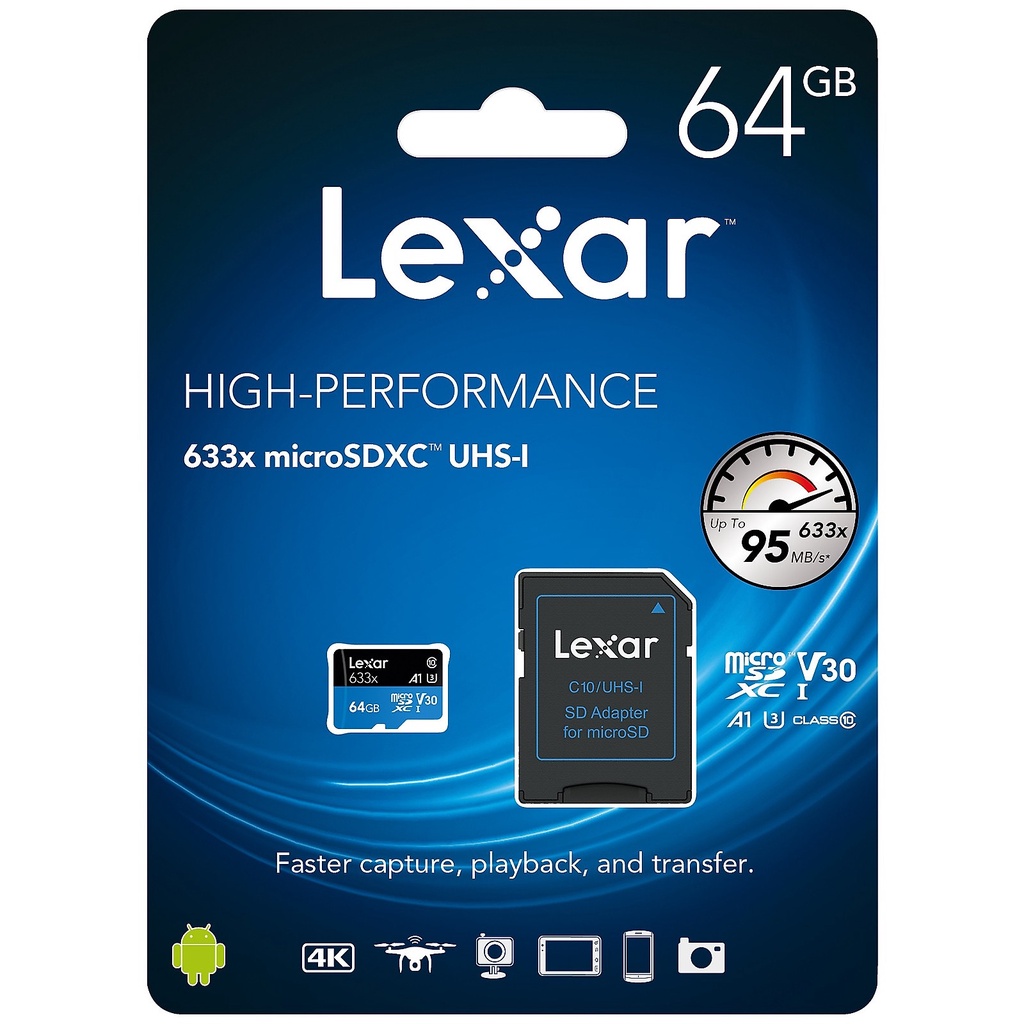 Thẻ nhớ Micro SD 128GB Lexar MICRO 633X Tốc Độ 100mb/s - Hàng Chính Hãng