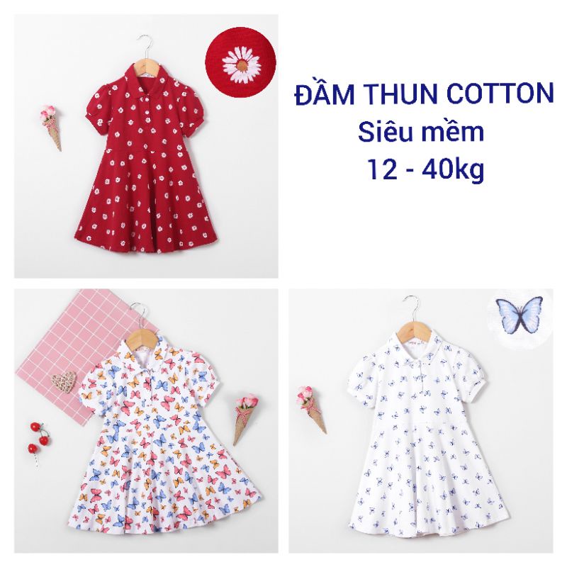 ĐẦM VÁY THUN BÉ GÁI FORM TO THUN COTTON 4 CHIỀU 10 đến 45 KG CO GIÃN MỀM MẠI VÀ THOÁNG MÁT ĐI HỌC ĐI CHƠI ĐỀU ĐẸP