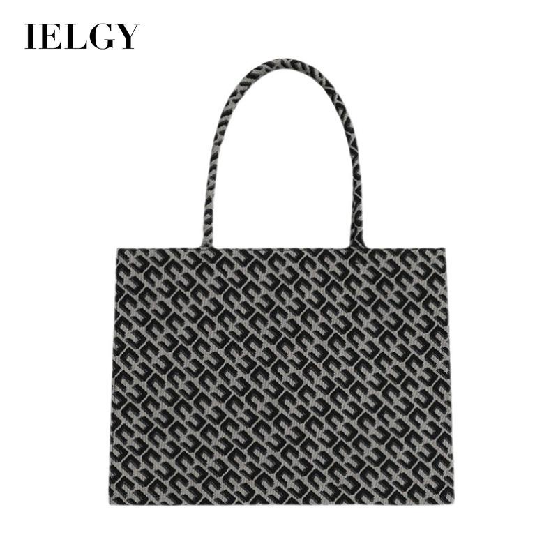 Ielgy Túi Xách Đeo Vai canvas Sức Chứa Lớn Kiểu jacquard retro Cho Nữ