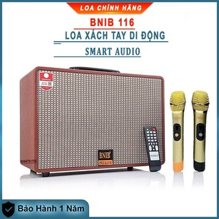 Loa thông minh loa bluetooth di động bnib 116 kèm 2 micro uhf cao cấp, 2 bass đôi 16cm chống hú- loa azpro az338