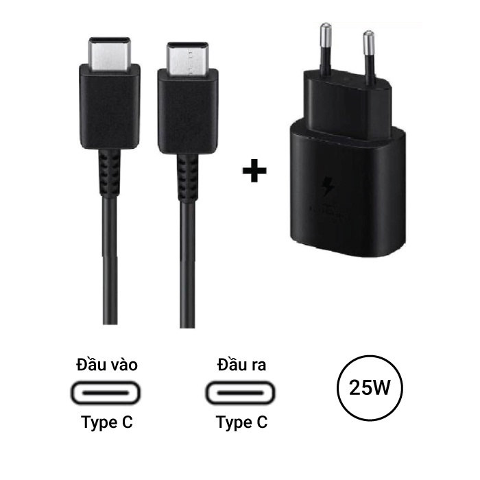 Bộ Củ Cáp Sạc Nhanh SamSung 25W Type C Cho Máy Note 8-20.. A50,51,70,71.. S10,20,21,22 Ultra ...