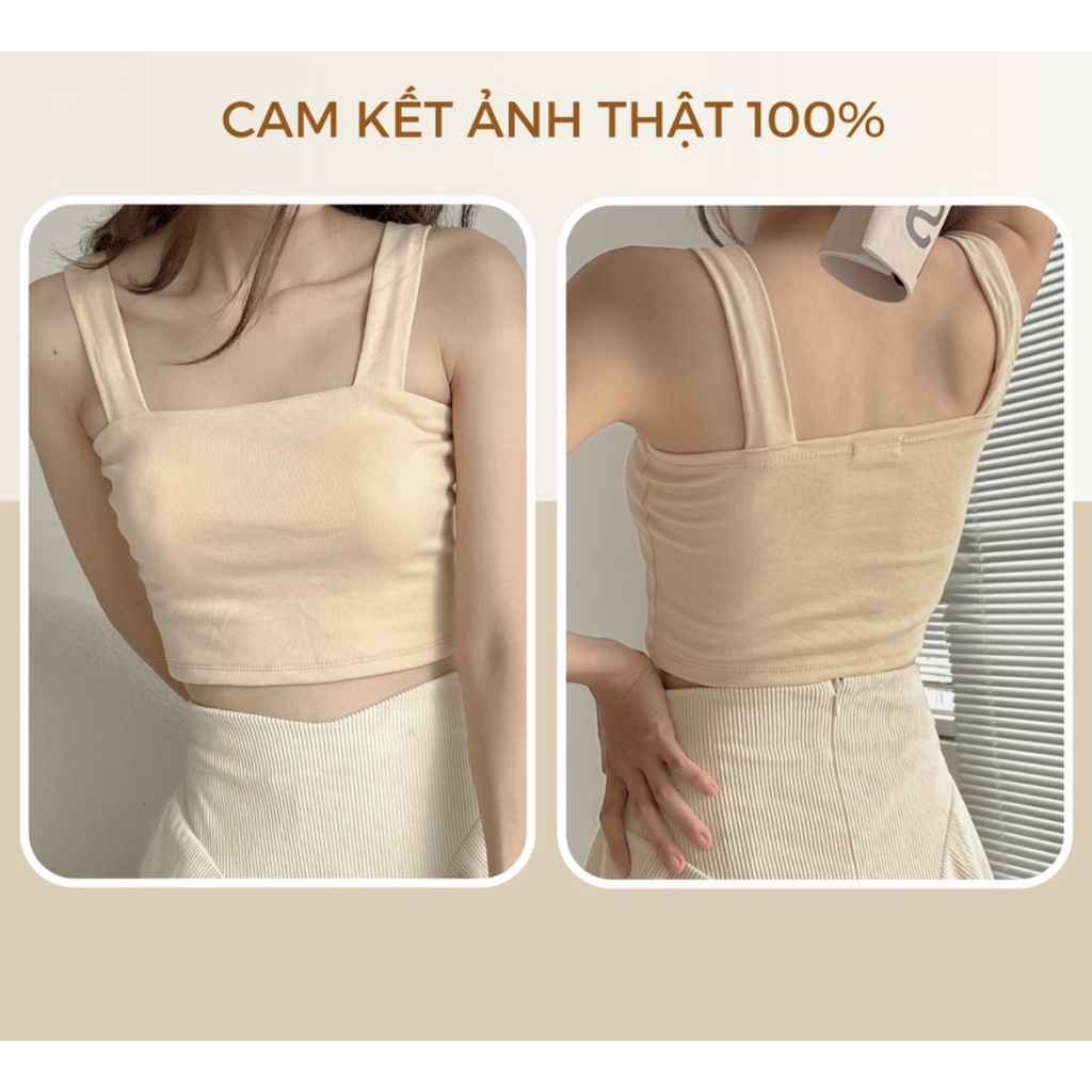 Áo 2 Dây Bản To Có Mút Ngực Áo Croptop Hai Dây Nữ Gem Boutique Chất Cotton 2 Lớp Co Dãn Dày Dặn CROPTOP