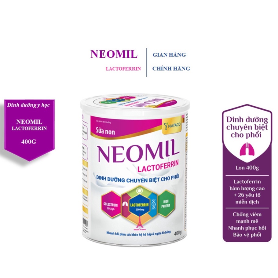 Sữa bột NEOMIL LACTOFERRIN 400G ( dinh dưỡng chuyên biệt cho phổi)
