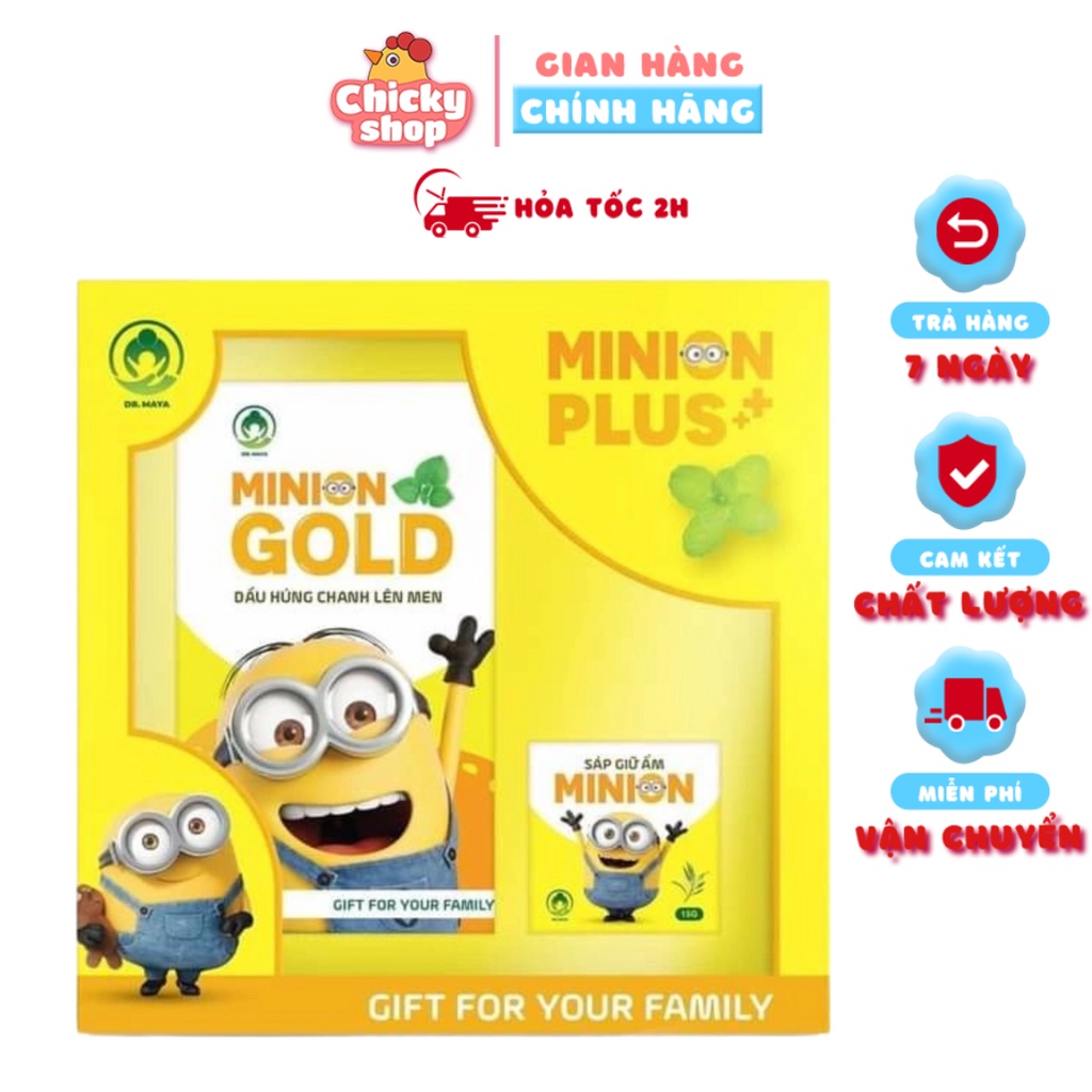 Combo dầu húng chanh minion plus Dr.Maya (dầu húng chanh 30ml kèm sáp ấm 20g)