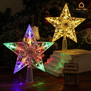 Đèn led ngôi sao năm cánh trang trí cây thông giáng sinh năm mới kèm hộp pin