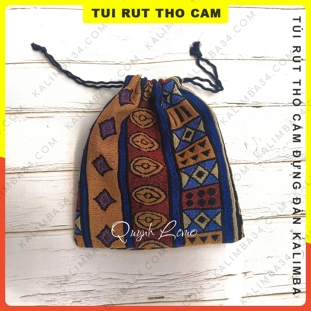 Túi rút thổ cẩm đựng đàn kalimba 17 phím vải thổ cẩm hoa văn ngẫu nhiên chống trầy, chống bụi bẩn