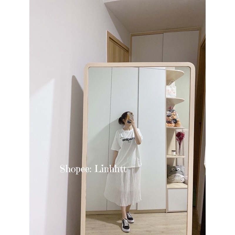 Pass/ thanh lý chân váy voan xếp ly đen trắng