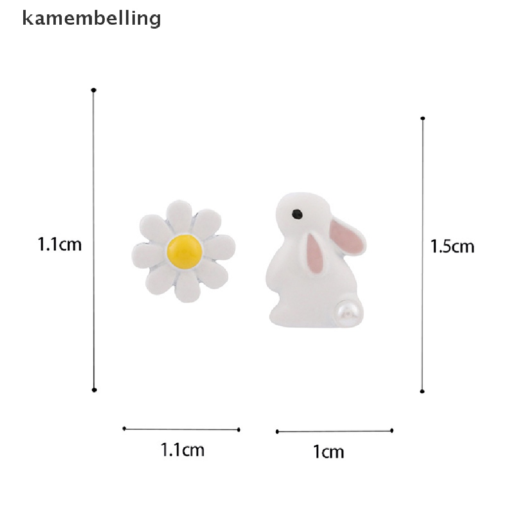 1 Đôi Khuyên Tai Hình Thỏ Trắng Và Hoa Mini Dễ Thương Cho Nữ
