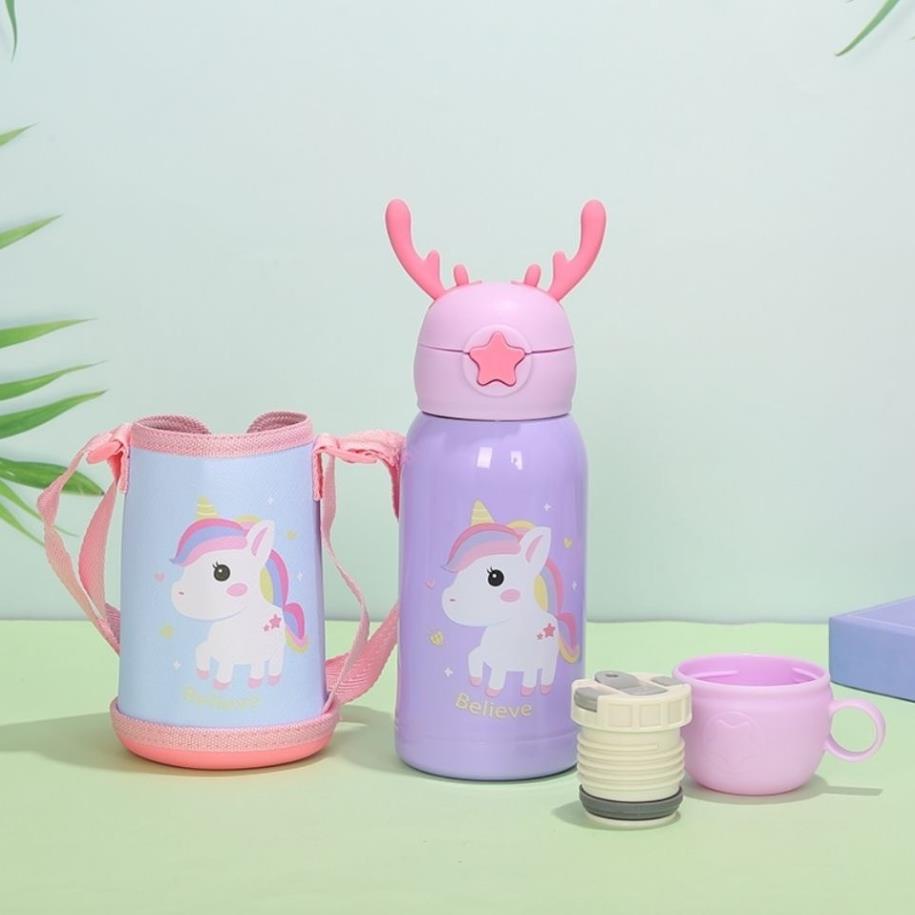 Bình giữ nhiệt cho bé đi học đi chơi cute dễ thương bình tập uống nước bình đựng thực phẩm, đựng sữa BN05 Homedy Kids