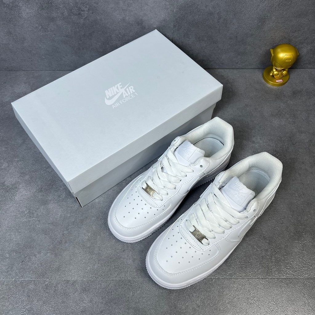 Giày Thể Thao AF1 Trắng, Giày Sneaker Air Force 1 Trắng Full Đế Bánh Mỳ Độn Chiều Cao Dành Cho Nam Nữ Đi Học Đi Chơi