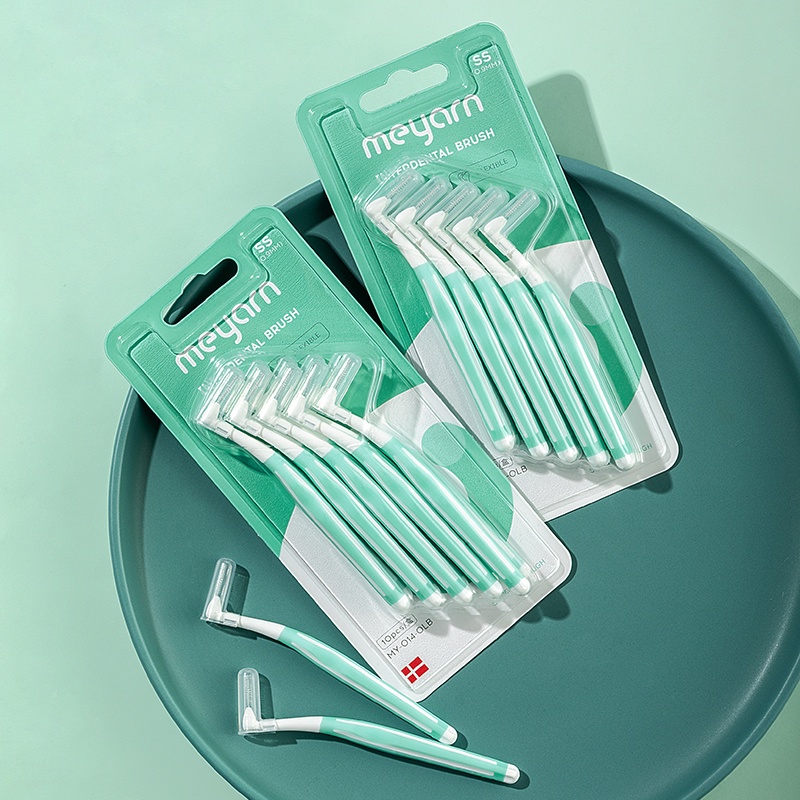 MEYARN Set 5 Cọ Quét Răng Chuyên Dụng 0.7 / 0.9mm | Bàn Chải Chỉnh Hình Răng Siêu Mịn Có Tay Cầm Tiện Dụng