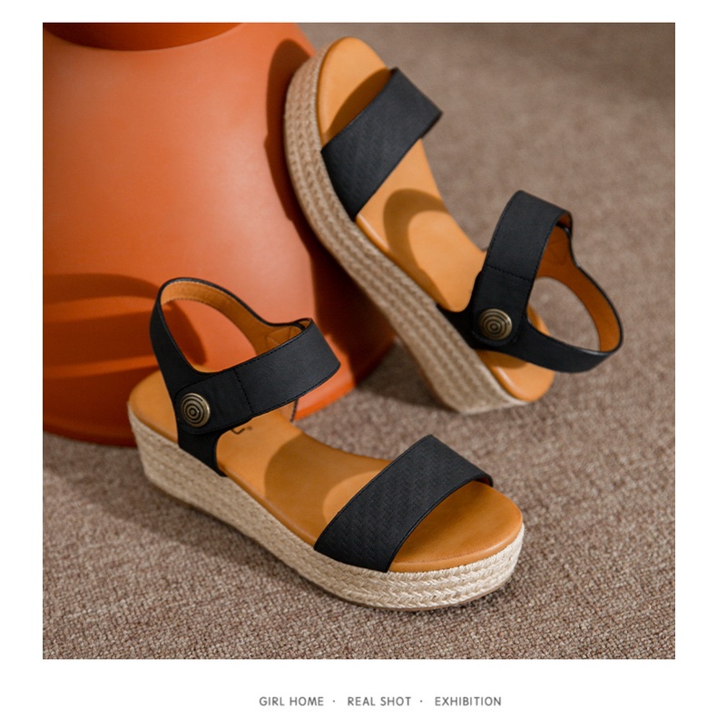 Sandal đế bằng siketu quai dán