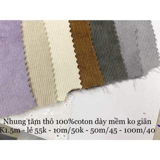Vải Nhung tăm thô 100% cotton - Mềm mịn dày vừa