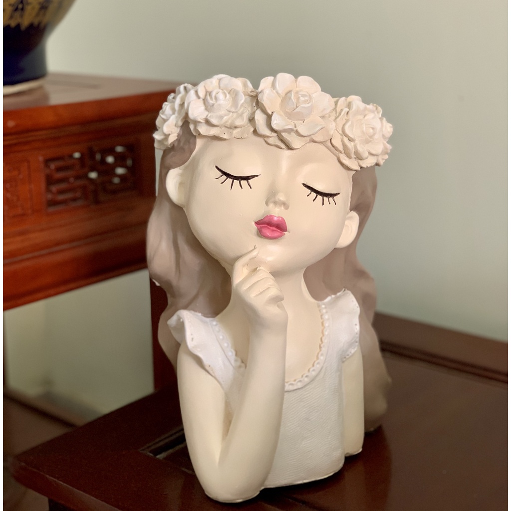 Tượng cô giá trang trí hoa decor GIÁ RẺ trang trí làm quà tặng,trồng sen đá, cắm hoa theo sở thích