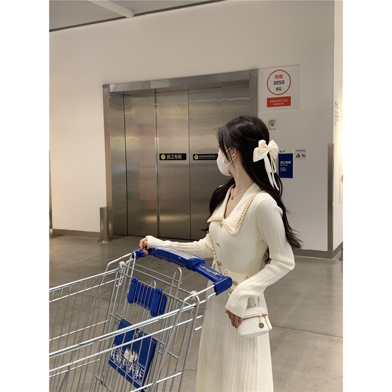 Đầm sweater Dệt Kim Tay Dài Ôm Eo Kiểu Pháp Thời Trang Thu Đông 2022