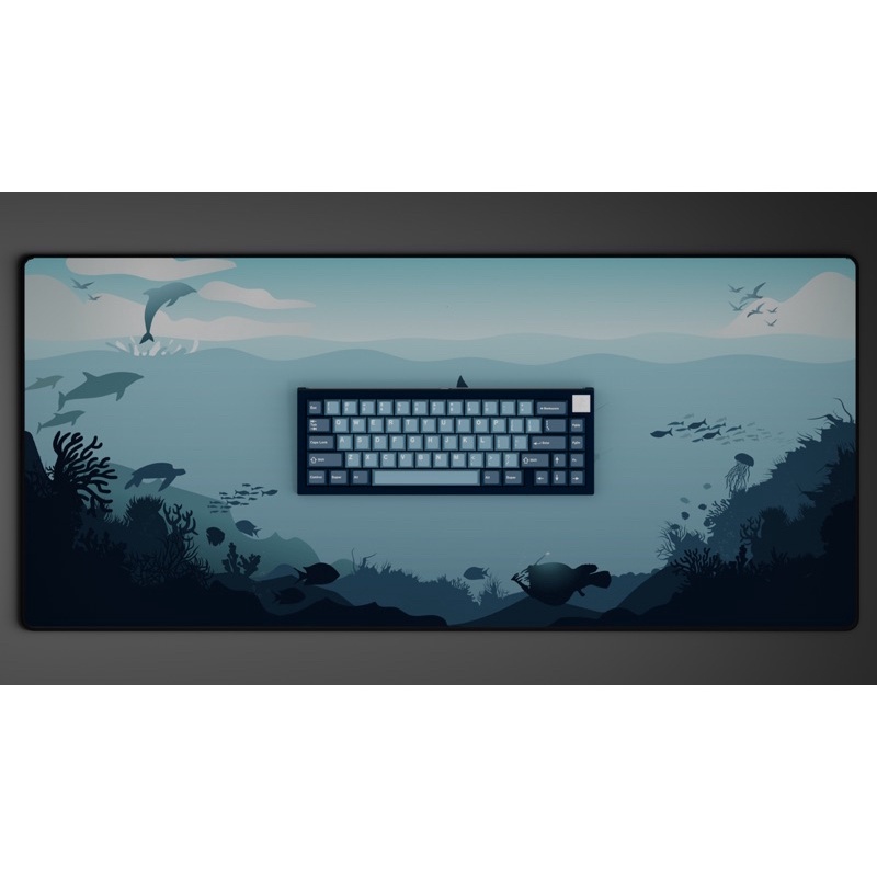 Deskmat SEA LIFE lót chuột cỡ lớn lót bàn phím kích thước 90x40cm dày 4mm Deskpad bàn di chuột văn phòng - Polabe Store