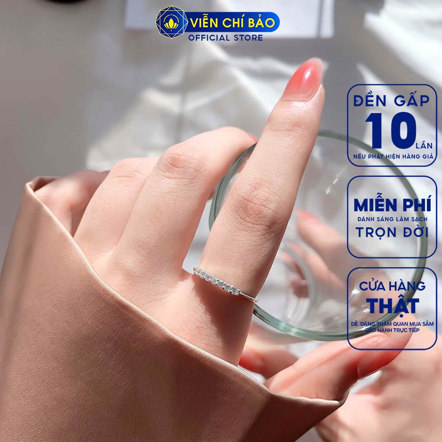 Nhẫn bạc nữ một dải đá chất liệu bạc 925 thời trang phụ kiện trang sức Viễn Chí Bảo N400853