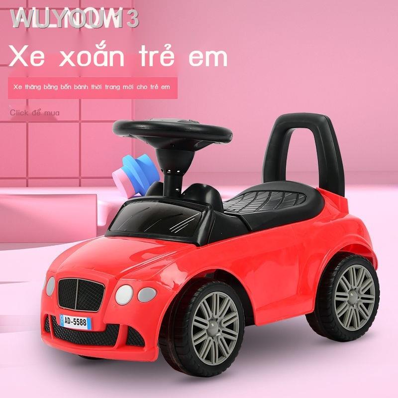 ☂▤Xe xoắn Scooter trẻ em mới 1-3 tuổi bé nam nữ tập đi 4 bánh bằng phẳng có thể ngồi và đẩy đồ chơi