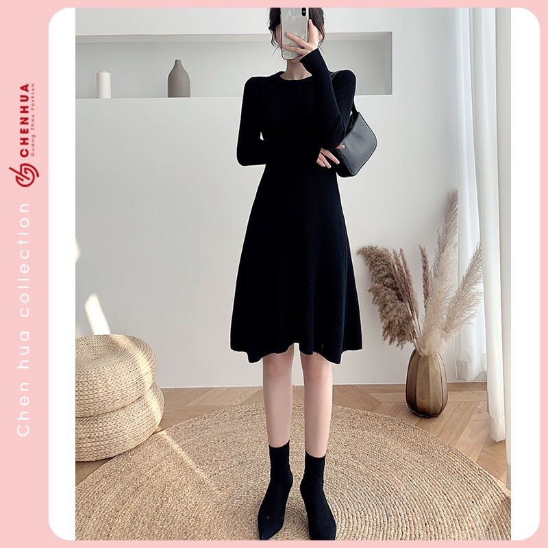 Váy len nữ ChenHua đầm len ngắn QC đẹp VT26