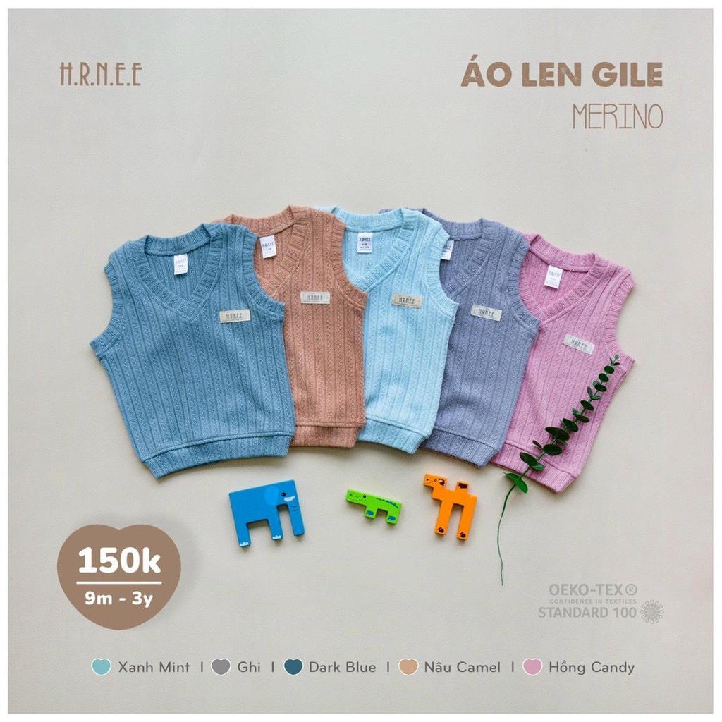 HRNEE Áo gile len mềm mại ấm áp cho bé trai bé gái Hrnee