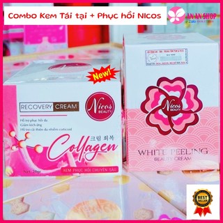 Combo Kem face Tái tạo + Phục hồi Nicos Thanh Nhi Chính hãng - Peeling Nicos tái tạo da - Kem phục hồi collagen Nicos