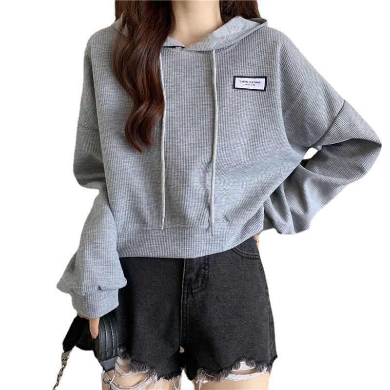 Áo Hoodie Lửng Tay Dài Dáng Rộng Thời Trang 2022 Cho Nữ