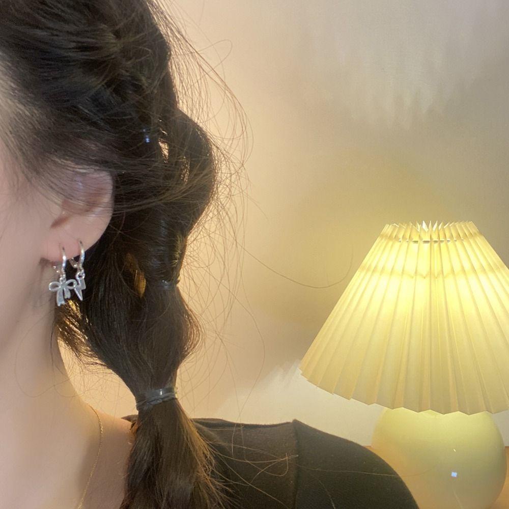 Bông Tai Dáng Dài Họa Tiết Bướm Hình Học Sáng Tạo Cho Nữ|Khuyên Tai Dạng Vòng Thắt Nơ Màu Sắc Thời Trang