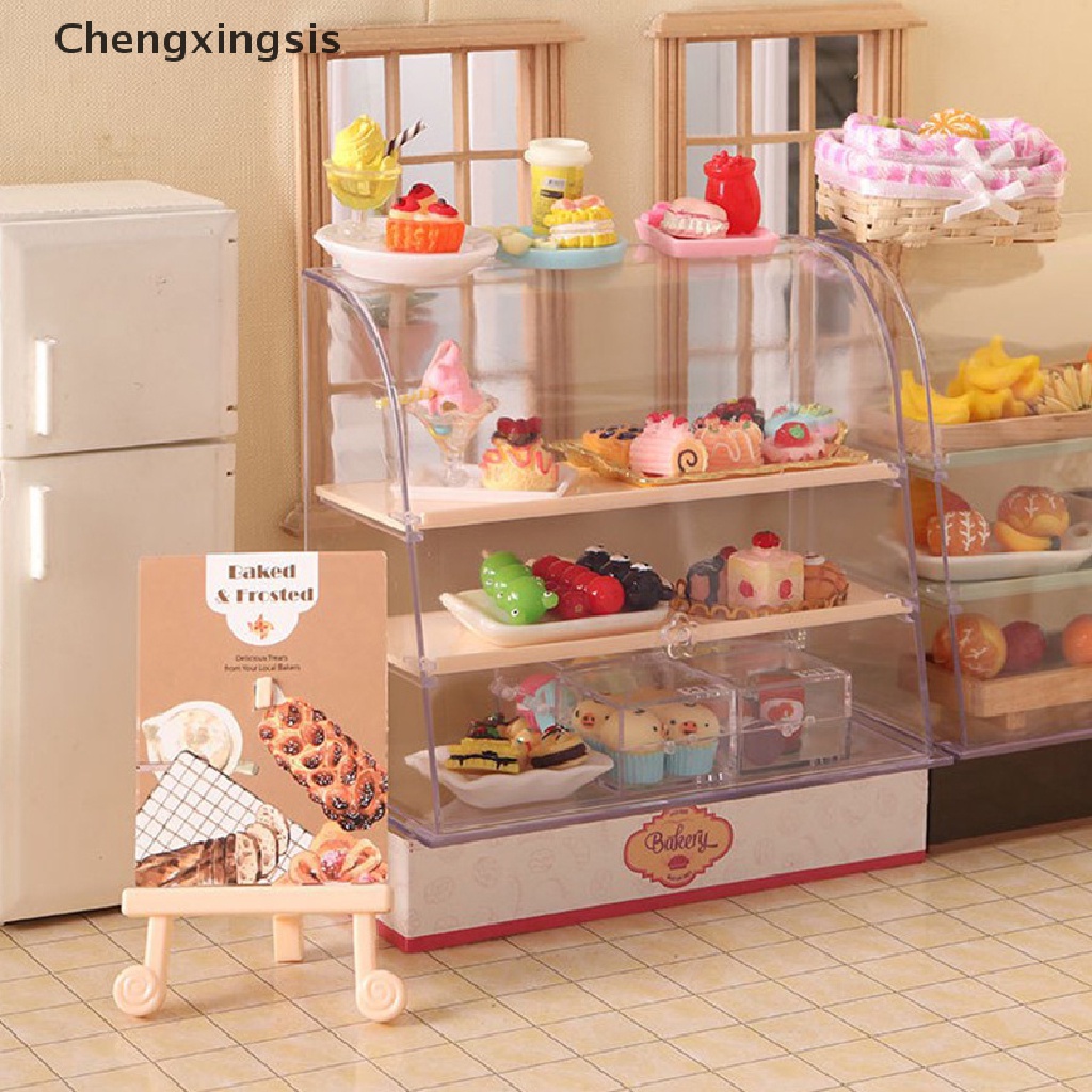 Mô Hình Tủ Trưng Bày Bánh Kem Mini Tỉ Lệ 1: 12 Trang Trí Nhà Búp Bê